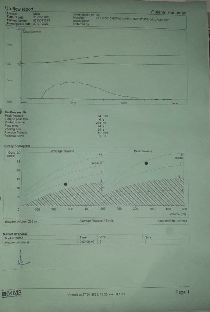 post op uroflowmetry